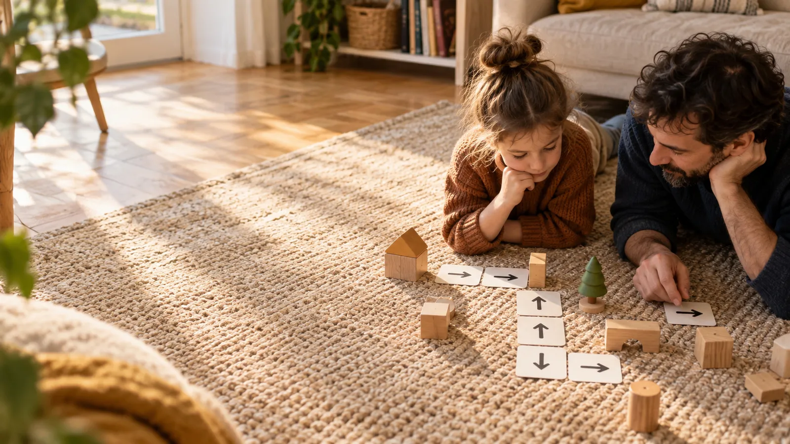 Puzzles together on the rug